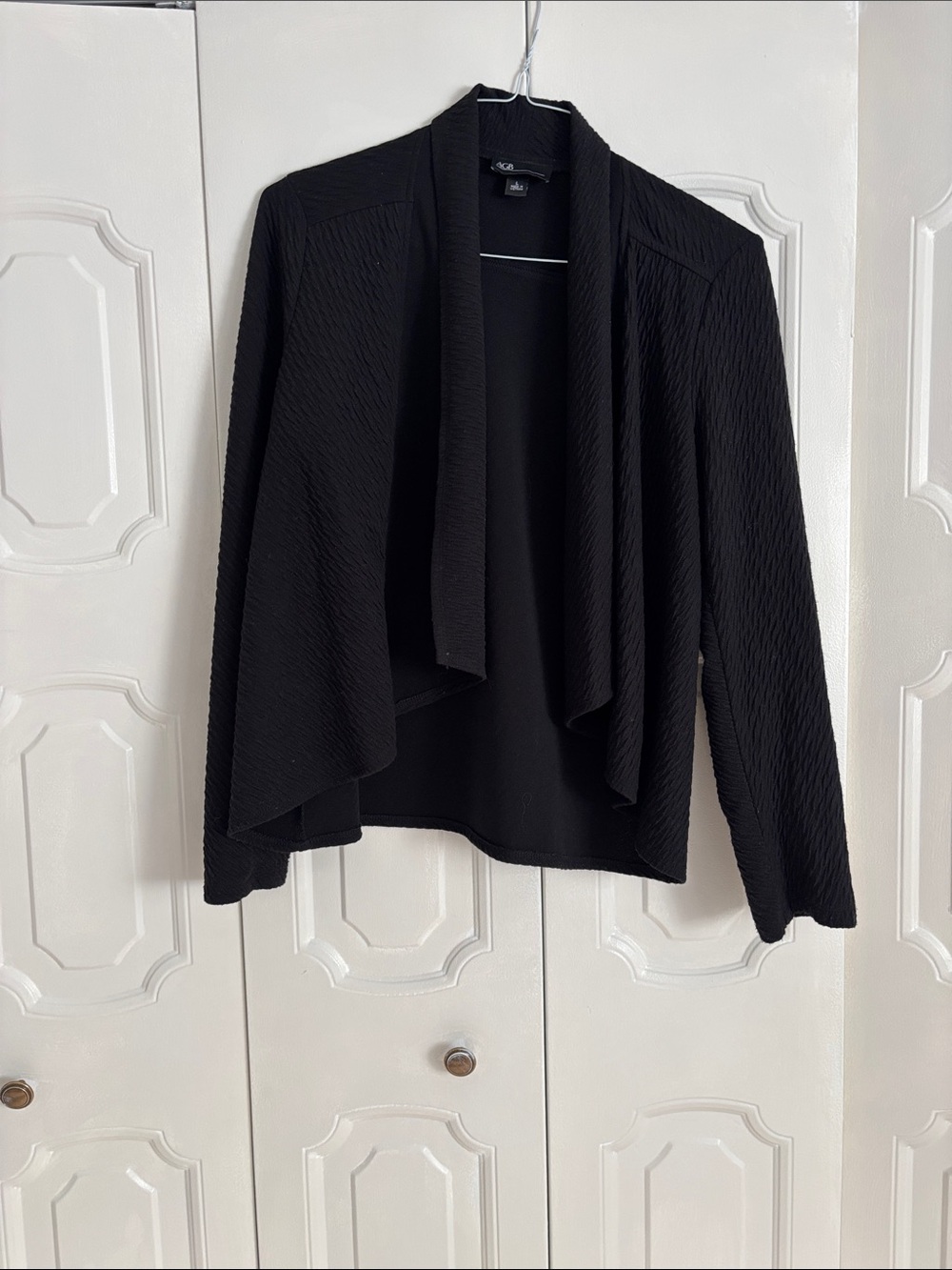 AGB Black Draped Open-Front Cardigan
